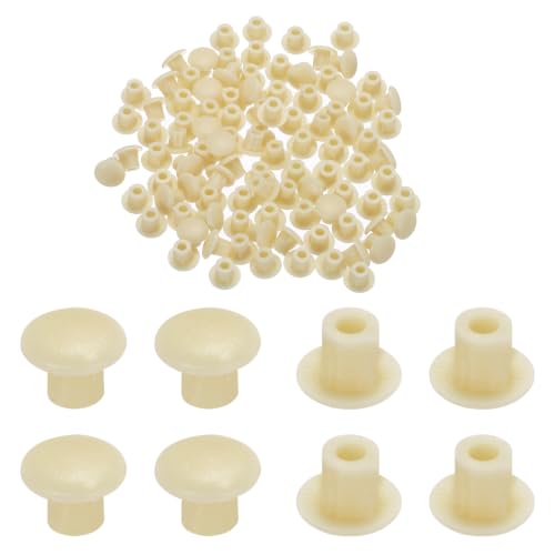 MECCANIXITY 100pcs Plastic Hole Plugs5mm (3/16 Inch) Round Yellow