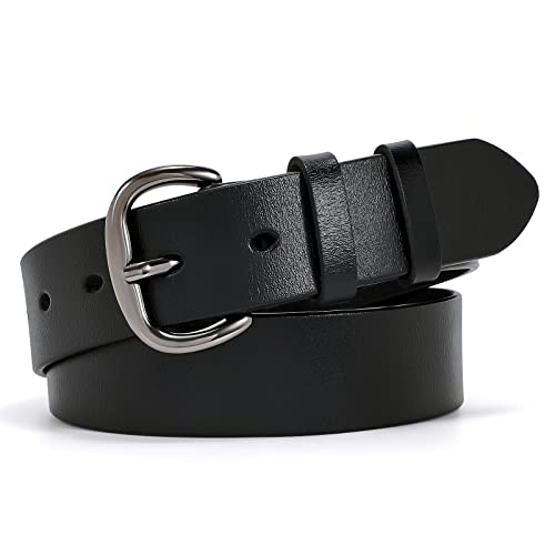Image of WHIPPY Women Leather Belt for Jeans Pants Dresses Black Ladies Waist Belt with Pin Buckle