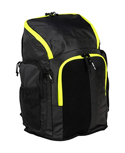 Image of ARENA Spiky III Backpack 45 Swimming Athlete Sports Gym Rucksack Large Training Gear Equipment Swim Bag for Men and Women, 45 Liters, Dark Smoke /Neon Yellow
