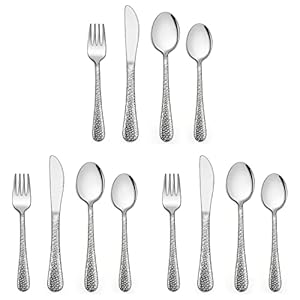 Homikit Kinderbesteck, 12-teiliges Edelstahl Poliert Kinder Besteck Set mit Hammergriff, Kleinkinder Löffel Messer Gabel…