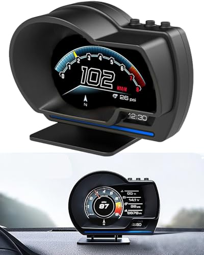 OBD2 HUD Digital Speedometer for Car with OBD2 GPS Head Up Display Dual System,Speedometer MPH with Water TEM, Volt, Mileage, Overspeed & Fatigue Driving Alarm, RPM，Works Great for Most Cars Truck