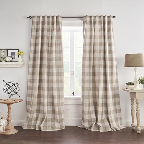 Elrene Home Fashions Farmhouse Living Grainger - Cortina Opaca a Cuadros para...