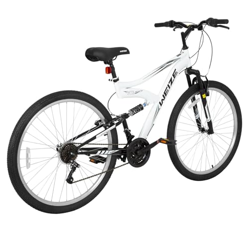 Image of WEIZE Mountain Bike, 24 26 27.5 inch Outdoor Cycling Bike,18-Speed /High-Carbon Steel /Dual Full Suspension, Adjustable Ergonomic Seat for Men Women Adult, MTB Bicycle with Suspension Fork