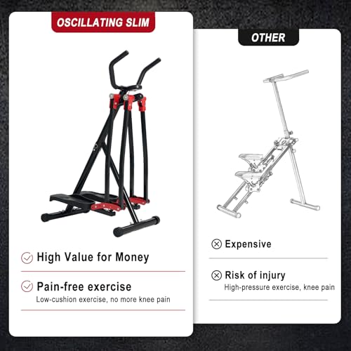 Image of OSCILLATING SLIM Air Walker Exercise Machine, Cardio Cross Trainer Glider for Home Exercise, Foldable Elliptical for Small Spaces, 350LBS Weight Capacity