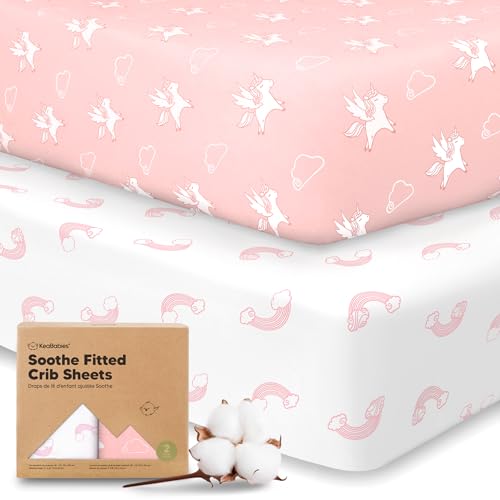 Image of KeaBabies 2-Pack Organic Crib Sheets for Boys, Girls - 52x28 Fitted Crib Mattress Sheet Neutral, Breathable Jersey Cotton Cover for Baby Bed, Toddler Mattress, Soft & Cute Prints (Dreamland)