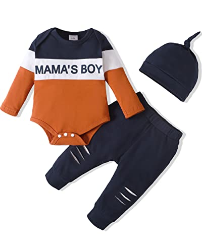 Image of Renotemy Newborn Baby Boy Clothes Outfits Infant Boy Letter Print Romper Pants Clothing Set