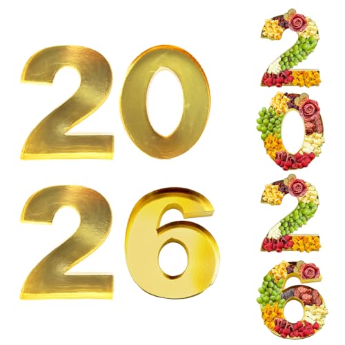 Image of 2026 Cardboard Number Fillable Charcuterie, New Year Graduation Centerpiece Decorations, Set of 4 (Gold, 15inch)
