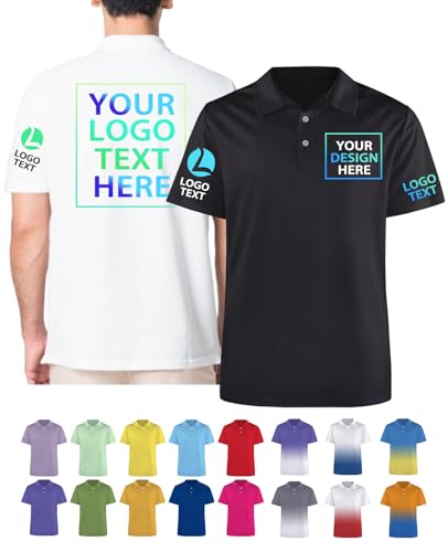 WolunLi Polos Personalizados para Hombre/Mujer con Logotipo y Nombre. Diseña tu Propio Polo de Golf. Camisetas de Polo Personalizadas. Camisetas de Negocios Personalizadas para Empresas al por Mayor