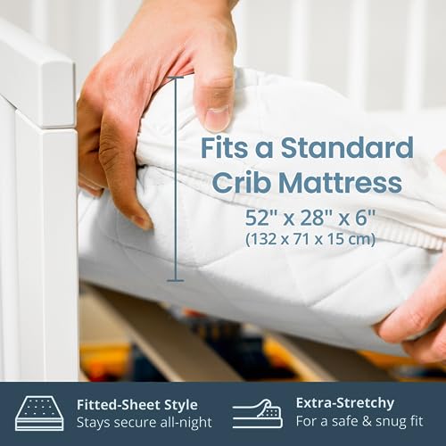 image for SafeRest Waterproof Crib Size Mattress Protector - Fitted with Stretch
