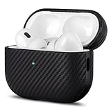 LOPIE Leather Case for AirPods Pro 2nd Generation - Handmade AirPods Pro 2 Case Cover - Made of Real Leather - Protective Hard Shell Cover - Carbon Fiber Style - Wireless Charging Compatible - Black