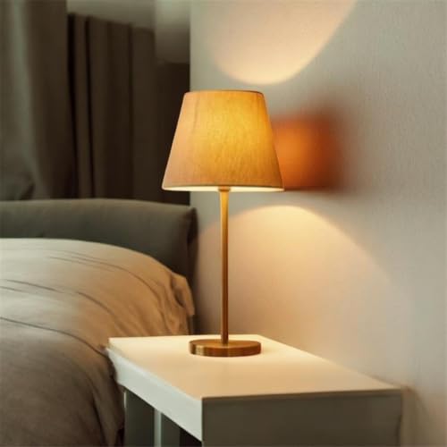 Image of Woodies & Whimsy Antique Brass Finish Standing Lamp with Fabric Shade for Living Room Bedroom Corner Decorative Lighting