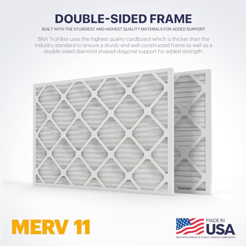 Image of BNX TruFilter 10x10x1 Air Filter MERV 11 (4-Pack) - MADE IN USA - Allergen Defense Electrostatic Pleated Air Conditioner HVAC AC Furnace Filters for Allergies, Dust, Pet, Smoke, Allergy MPR 1200 FPR 7