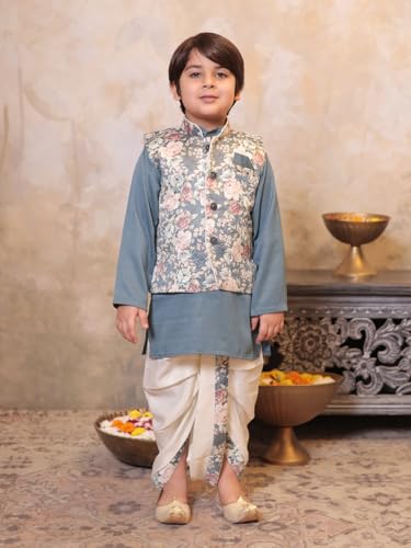 Image of AJ DEZINES Kids Ethnic Wear Kurta Waistcoat and Dhoti Pant for Boys