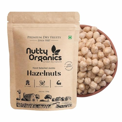 Image of NUTTY ORGANICS Premium Hazelnuts - 500 GM Unsalted and Crunchy | Excellent Source Of Omega 3