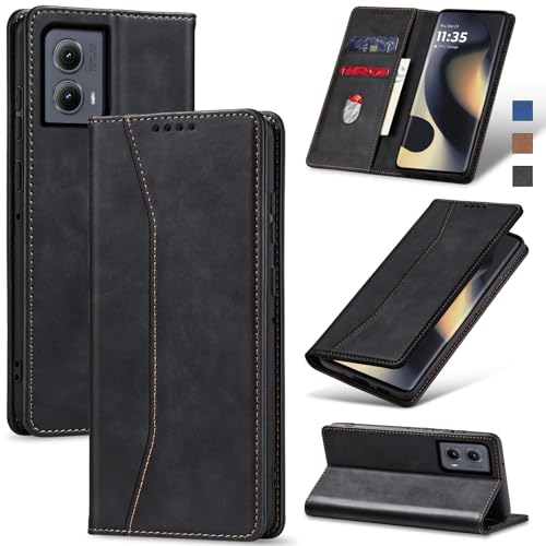 Image of Jasonyu Flip Wallet Case for Motorola Edge (2024) 5G,Black