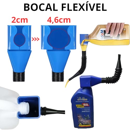 Funil Automotivo Para Gasolina Oleo Combustível Agua Mangueira Dobrável Extensível Flexível Sanfonad