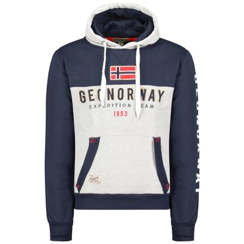 Geographical Norway - Felpa con cappuccio da uomo a maniche lunghe FERATO, grigio chiaro, L