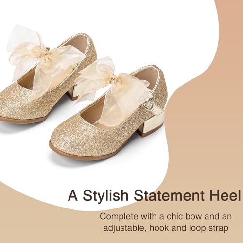 Image of THEE BRON Girls Low Heel Dress Shoes Mary Jane Party Wedding Flower Girl Pumps