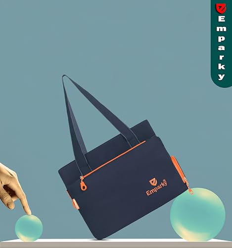 Image of Women Bag, Black with Turquoise Accents, Tote Bag with Multiple Zipper Pockets
