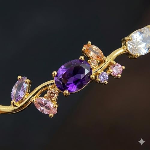 Image of 18K Gold Plated Stylish Chain Bracelet for Women & Girls | Trendy Unique Diamond Tennis Charm Link Tulip Everyday Instagram Viral Jewellery