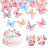 48 Stück Schmetterling Tortendeko Essbar, Essbare Schmetterlinge für Torte, Esspapier Tortendeko,Essbare Cupcake Toppers,Kuchen Deko Mädchen für Hochzeiten, Geburtstage, Partys(Bunter)