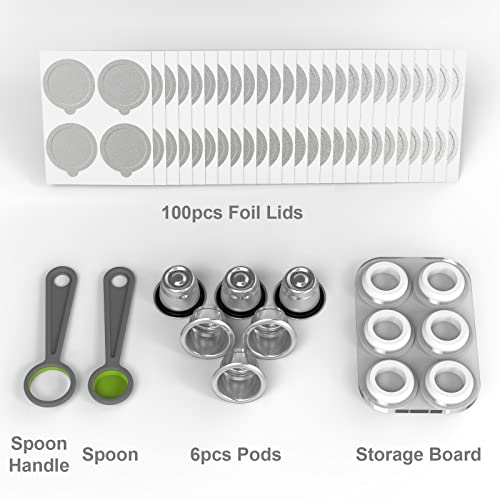 Triplot Reusable Capsules For Nespresso Originalline - 6Pcs Refillable Coffee Pods,Stainless Steel Cups Compatible For Nespresso Originalline Machine (6Pods+100Pcs Lids+Storage Board) #TOP1
