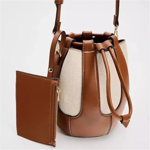 handbags Canvas Drawstring Bucket Bag Patchwork Designer Purses and Handbags Luxury Shoulder Crossbody Bags for Women2