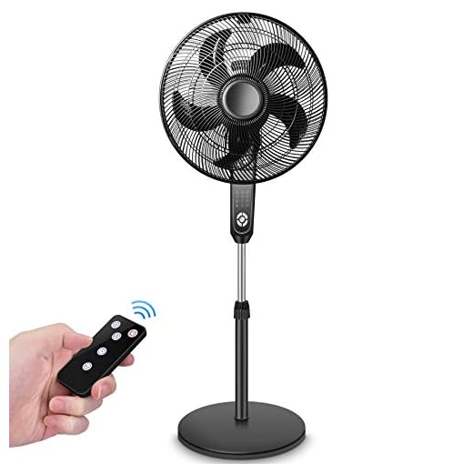 Pedestal Fan - Oscillating Fan with Timer Function, Powerful 4 Speed, 3 Modes, Remote Control, Large Standing Fan, Adjustable Height & Tilt, 2 in 1 Oscillating Pedestal Fan for Living Room, Bedroom, Patio