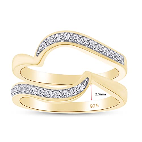 SAVEARTH DIAMONDS 1/5 Carat Round Cut Lab Created Moissanite Diamond Enhancer Guard For Engagement Wedding Ring In 14K Gold Plated 925 Sterling Silver (Color : G-H, Clarity : VVS1, 0.20 Cttw)2