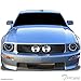 TLAPS 7422441159155 Compatible With 2005-2009 Ford Mustang GT Smoke Housing Headlights With LED Halo + Glossy Black Mesh Front Bumper Grill Grille With Fog Lights Hole