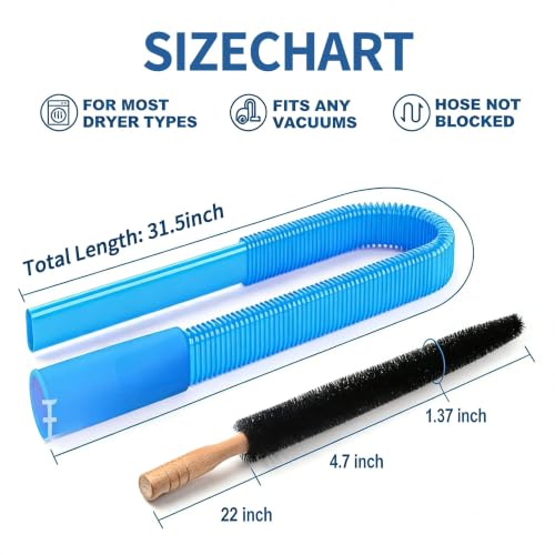 Image of Universal Dryer Vent Cleaner Kit Compatible with All Vacuum Cleaner Include Vacuum Hose Attachment Accessories Brush Lint Brush,Dryer Vent Vacuum Hose (Light Blue)