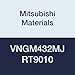Mitsubishi Materials VNGM432MJ RT9010 Uncoated Carbide VN Type Negative Turning Insert with Hole, Rhombic 35?, 0.5" IC, 0.187" Thick, 0.031" Corner Radius, MJ Breaker (Pack of 10)