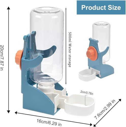 Rynvarl wasserspender Vogel - Wasserflasche*2, je 500 ml, trinkflasche meerschweinchen, für Wellensittiche, Papageien, Kanarienvögel, Nagetiere reinigen, auslaufsicher