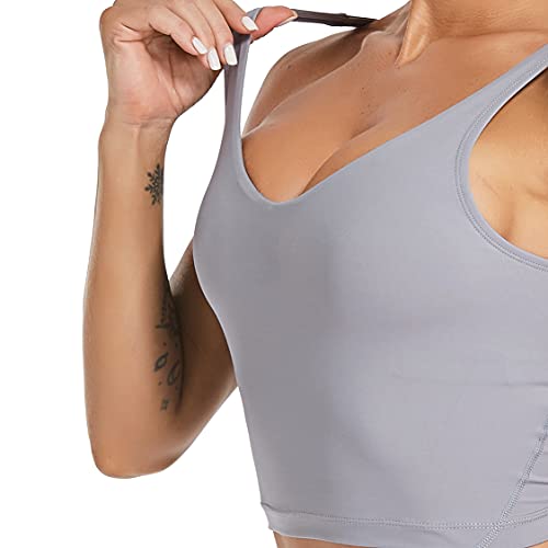 Image of Oalka Sports Bra Womens Longline Padded Crop Yoga Tank Tops