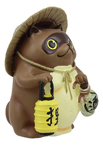 Gifts & Decor Ebros Japanese Tanuki Carrying Lantern And Sake Flask Statue 4.25" Tall Raccoon Dog Lucky Charm Collectible Figurine Bake Danuki Yokai Ghost Being #TOP2