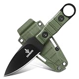 CIVIREVIC Compact Boot Knife with Full Tang Black-Coated Blade