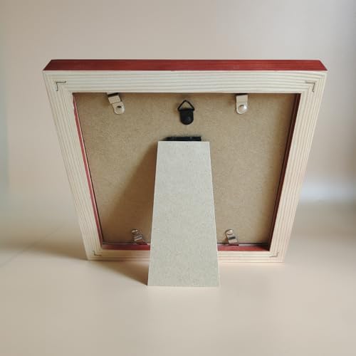 Image of 7x7 Picture Frames Red Square. Solid Wood.Plastic Panel.The Protective Film Must be Removed.