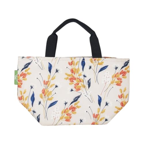 ECO CHIC Lightweight Foldable Insulated Lunch Bag Water Resistant Cooler Bag (Flowers Beige), Regular - Image 2