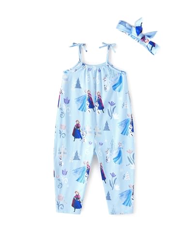 Image of Disney Frozen Elsa Princess Minnie Stitch Marie Girls Romper with Bow Tie Strap and Headband Cute Jumpsuit for Baby & Toddler