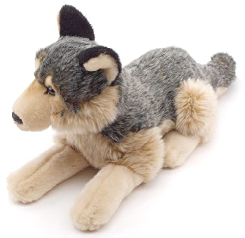 Uni-Toys - Grauwolf, liegend - 30 cm (Länge) - Plüsch-Wolf, Lupus - Plüschtier, Kuscheltier