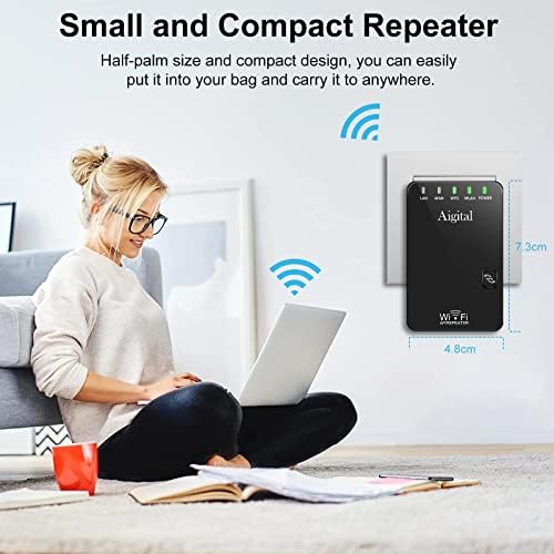 Wi-Fi Extender| WiFi Internet Booster for Home& Office | Compact WiFi Repeater |Covers up to 2000 sqft and 30 devices| 2 Ethernet Ports |2.4GHz/300Mbps |1-Tap WPS Setup| Works with All Router Modem