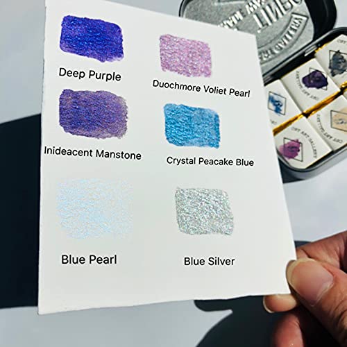 Csy Art Gallery Handmade Artist Watercolour Paint Set-Pearlescent Glitter Water Colouring Paint- Metallic Watercolour- Sparkle Vibrant Colors Painting Palette (Purple Star)