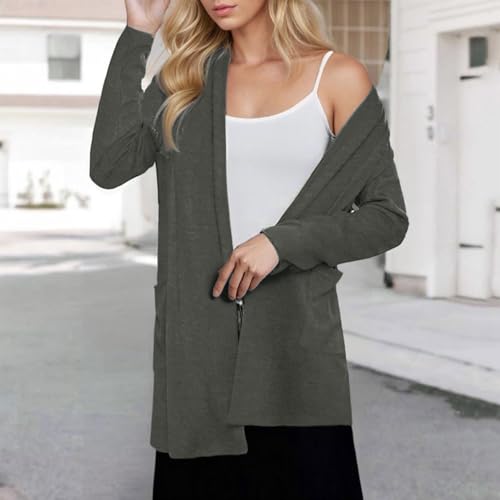 Womens Casual Lightweight Cardigans Long Sleeve Shawl Collar Open Front Cardigan with Pockets4