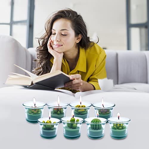 Amusaer Succulent Cactus Tealight Candles In Glass 12 Set Bulk Small Soy Wax Candles For Wedding, Party Favors, Baby Shower, Bridal Shower Green #TOP2