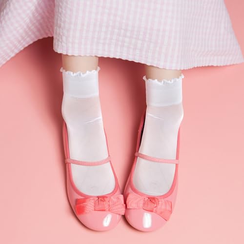 DIVINA VITAE 6 Pairs Sheer Socks Women Ankle Summer Ultra Thin Sheer Ruffle Socks Transparent Nylon Sock Soft Breathable Silk See Through Tulle Sock for Women Girl4