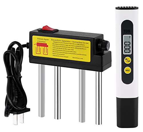 Trumego Water Electrolyzer Quick Water Quality Tester Set Testing Electrolysis Iron Bars with Digital TDS Tester Meter