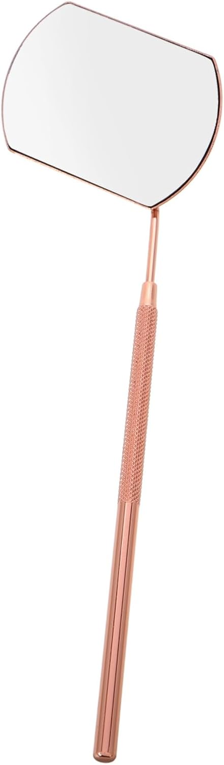 Detachable Stainless Steel Eyelash Inspection Mirror Handheld Makeup Tool Rose Gold for Lash Eyelash Extensions and Beauty Salons High-Definition Lens for Precise Viewing