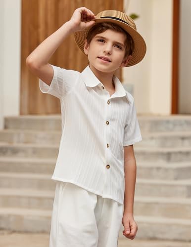 Arshiner Boys White Button Down Shirt Short Sleeve Boys Summer Outfits 3 Years3
