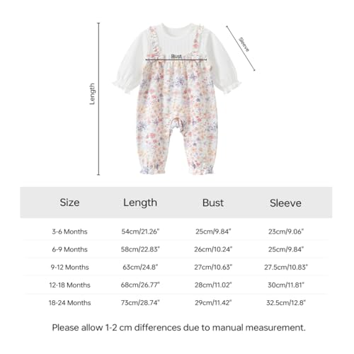 gurcooc Baby Mädchen Strampler Langarm Rüschen Gerippt Frühling Herbst Bow Baby Body Outfit Set, 3-24 Monate