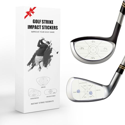 FINGER TEN Golf Impact Tape 75/150/375 Pcs Value Set Golf Club Impact Stickers Labels for Driver Woods Irons Putters, Self-Teaching Training Aid for Swing Practice (Black-150Pcs-Right Handed Golfer)